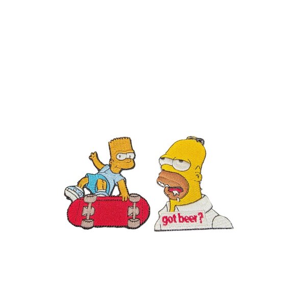 Bart Simpson & Homer Simpon Embroidered Iron-On Patch - Picture 1 of 7
